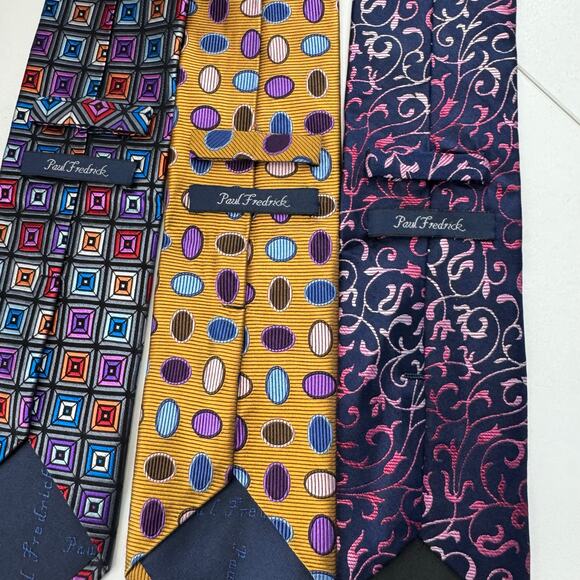 Paul Frederick - Men’s 100% Silk Neck Tie Lot of 3 - Picture 5 of 7